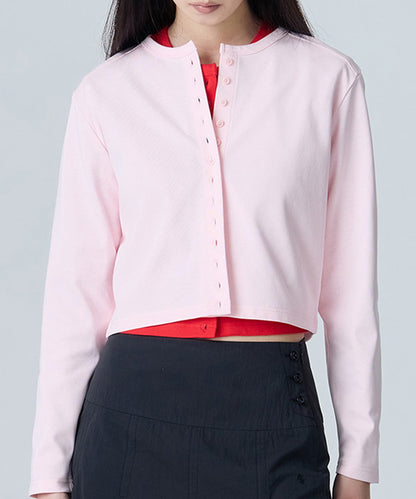 เสื้อคาร์ดิแกน COTTON ESSENTIAL CARDIGAN - PINK