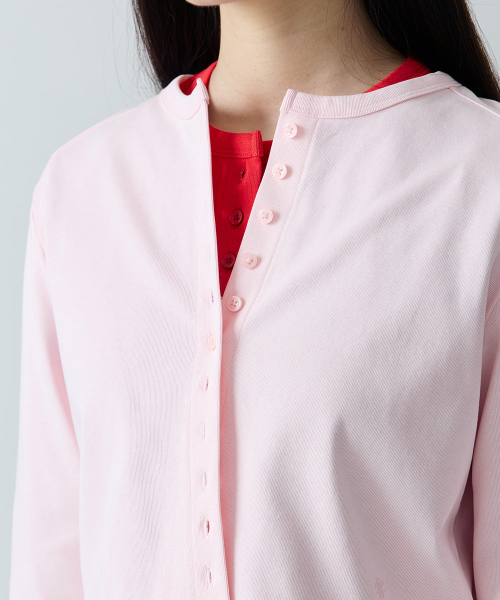 เสื้อคาร์ดิแกน COTTON ESSENTIAL CARDIGAN - PINK