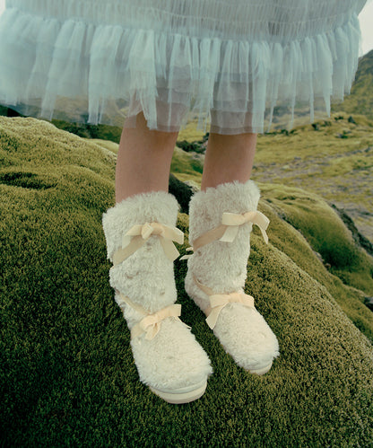 รองเท้าบูทกันหนาว X SUSAN FANG FURRY MIDDLE BOOTS - CREAM