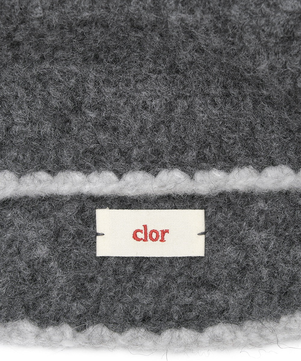 หมวกบีนนี่ HANDMADE FLOWER CROCHET HAT - DARK GREY