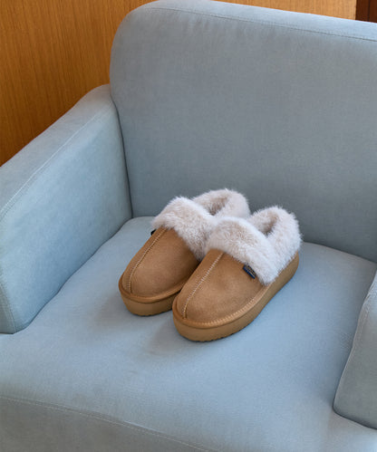 รองเท้าเปิดส้น CLOUDY FLATFORM FUR MULE - CHESTNUT