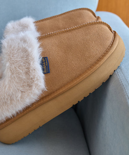 รองเท้าเปิดส้น CLOUDY FLATFORM FUR MULE - CHESTNUT