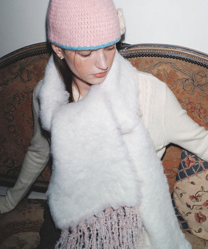 หมวกบีนนี่ HANDMADE FLOWER CROCHET HAT - PINK