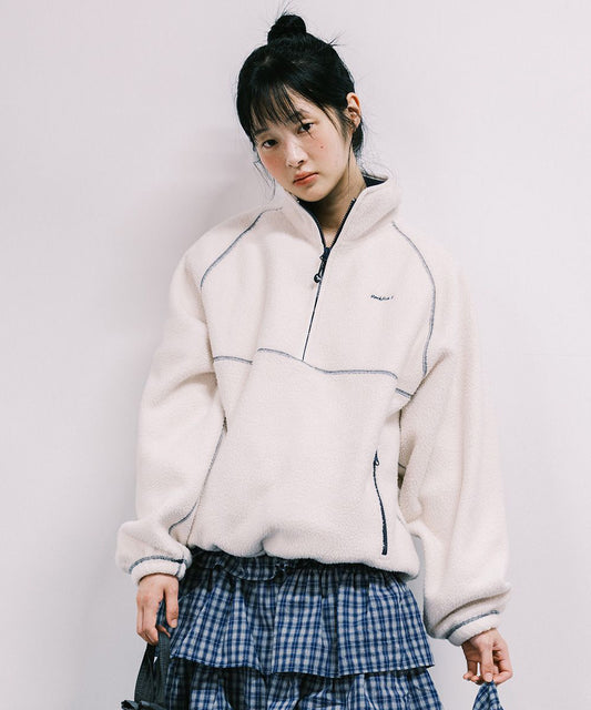 เสื้อสเวตเตอร์ HALF-ZIP FLEECE - IVORY