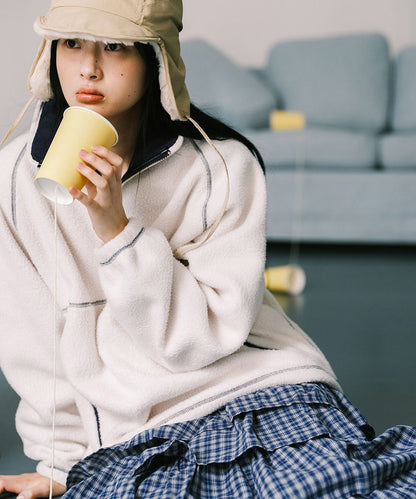 เสื้อสเวตเตอร์ HALF-ZIP FLEECE - IVORY