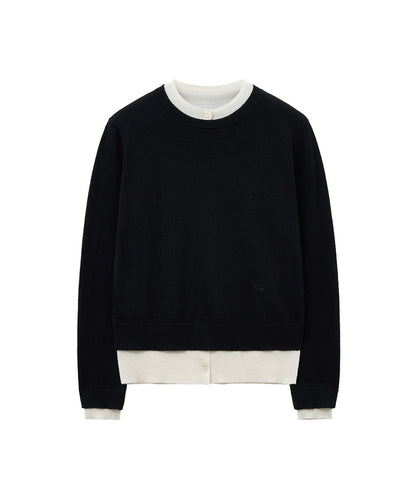 เสื้อสเวตเตอร์ LAYERED PULLOVER - BLACK/IVORY