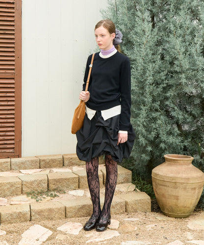 เสื้อสเวตเตอร์ LAYERED PULLOVER - BLACK/IVORY