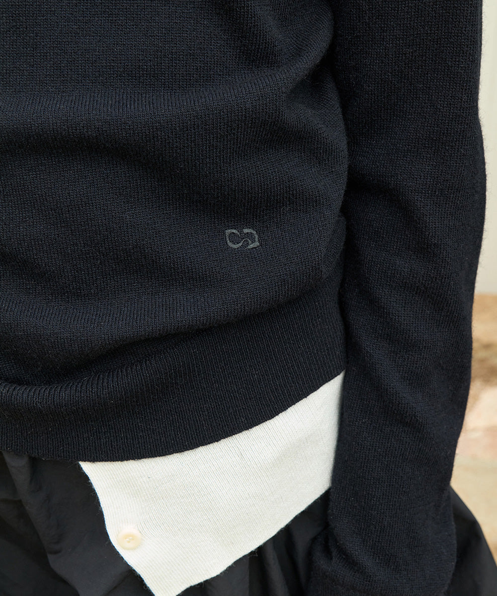 เสื้อสเวตเตอร์ LAYERED PULLOVER - BLACK/IVORY