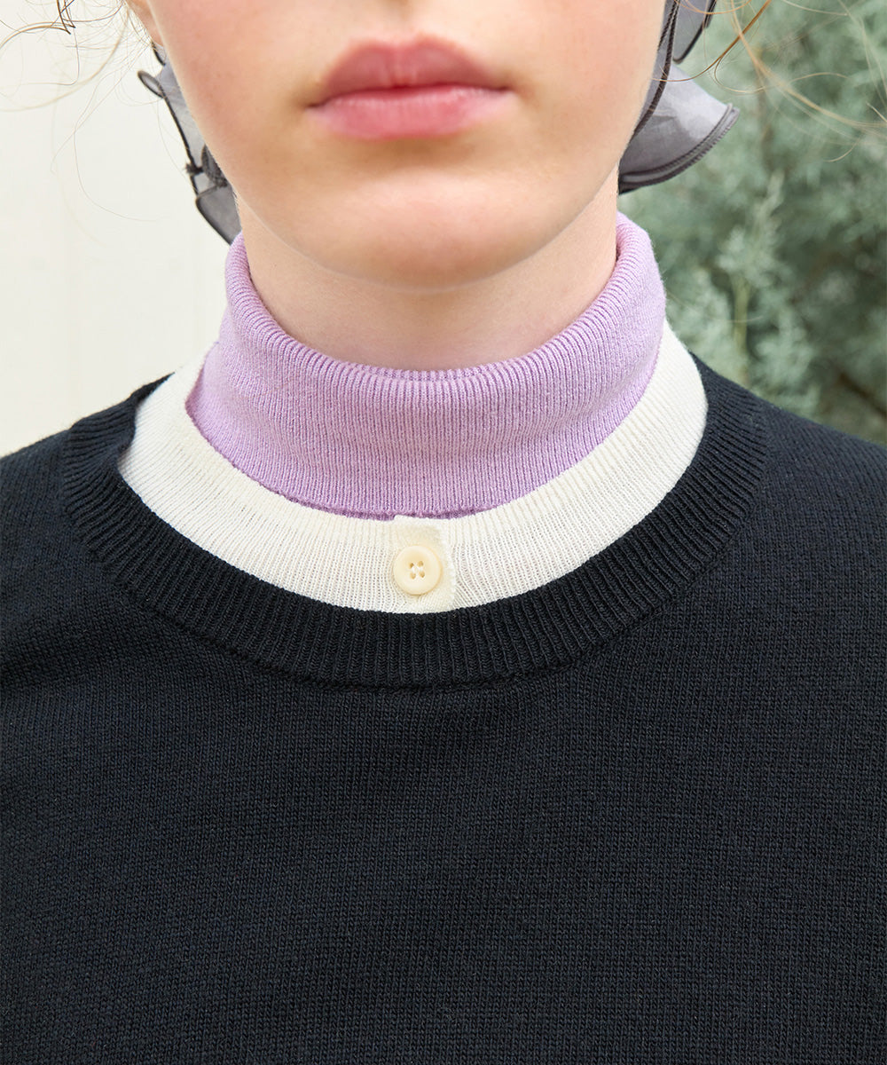 เสื้อสเวตเตอร์ LAYERED PULLOVER - BLACK/IVORY