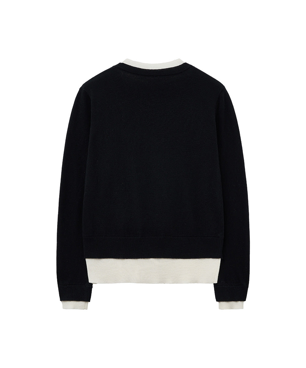เสื้อสเวตเตอร์ LAYERED PULLOVER - BLACK/IVORY