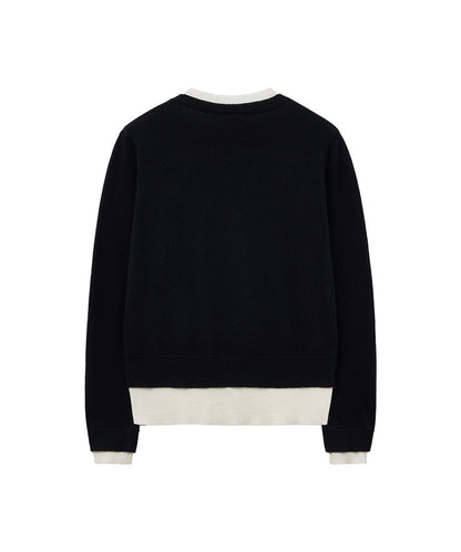 เสื้อสเวตเตอร์ LAYERED PULLOVER - BLACK/IVORY