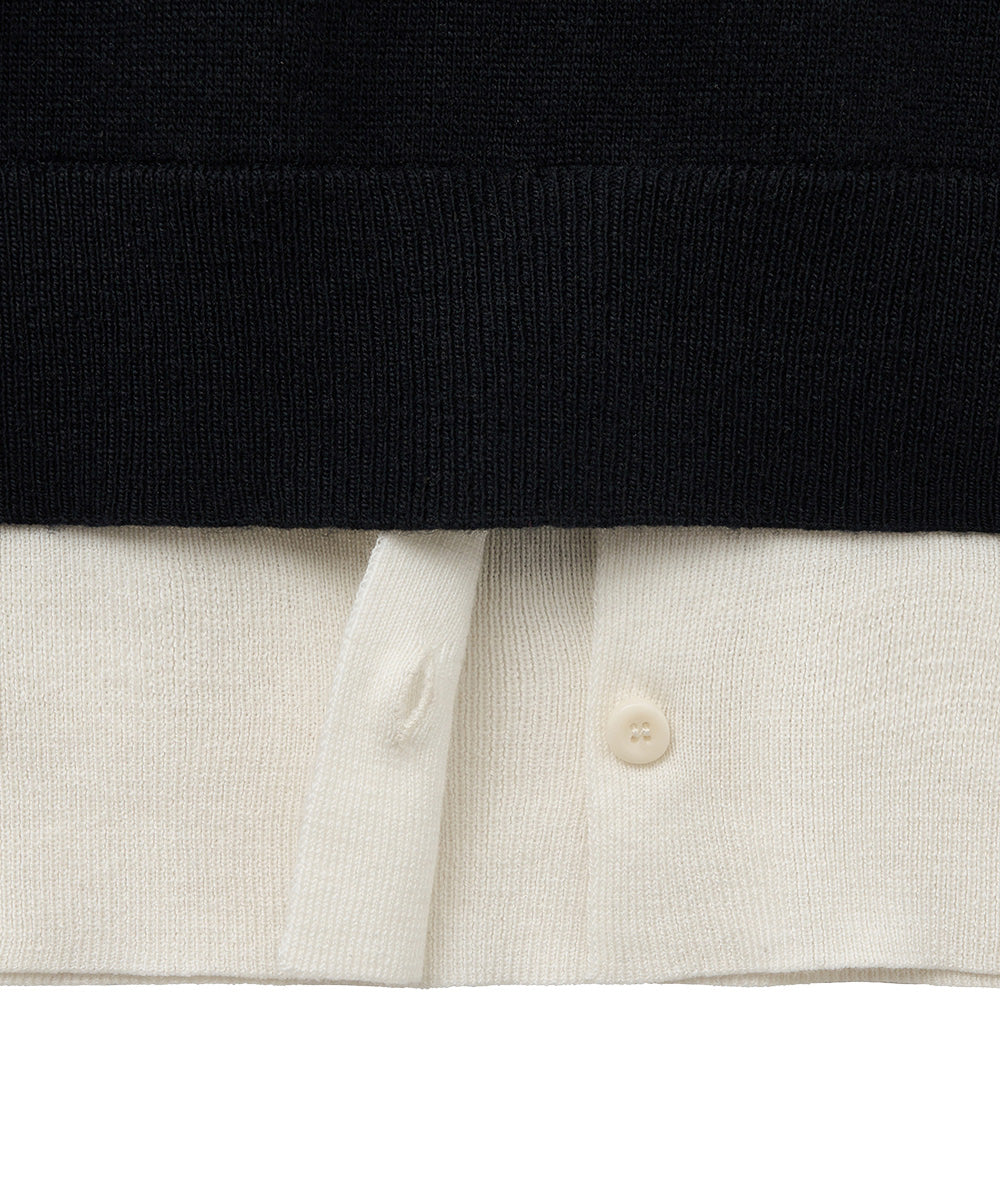 เสื้อสเวตเตอร์ LAYERED PULLOVER - BLACK/IVORY