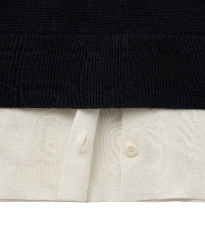 เสื้อสเวตเตอร์ LAYERED PULLOVER - BLACK/IVORY