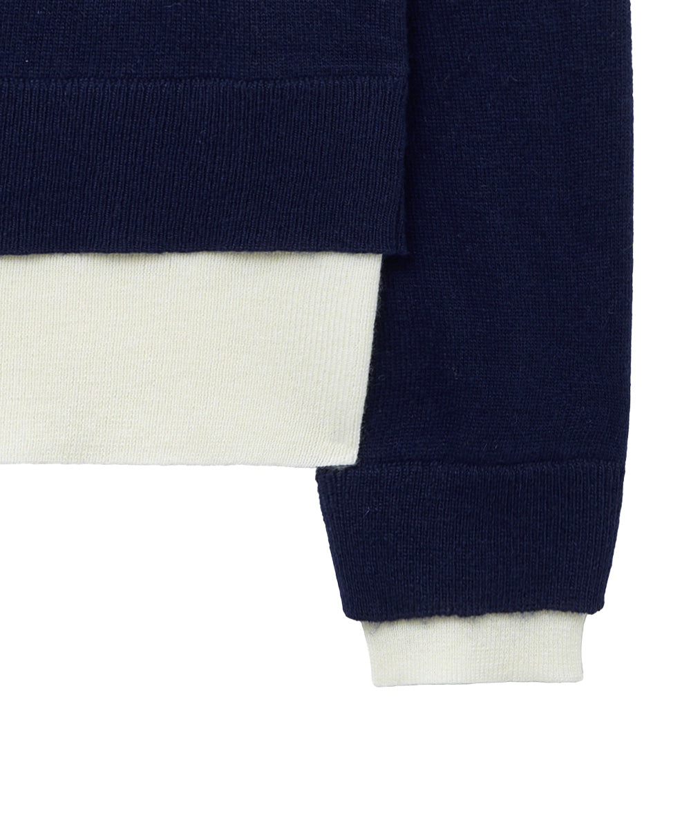 เสื้อสเวตเตอร์ LAYERED PULLOVER - NAVY/IVORY