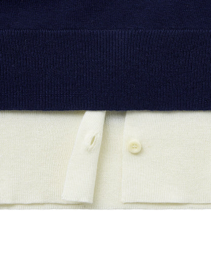 เสื้อสเวตเตอร์ LAYERED PULLOVER - NAVY/IVORY