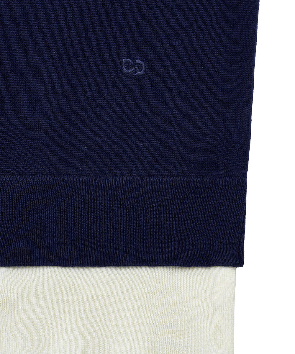 เสื้อสเวตเตอร์ LAYERED PULLOVER - NAVY/IVORY