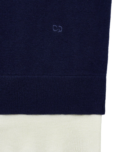 เสื้อสเวตเตอร์ LAYERED PULLOVER - NAVY/IVORY