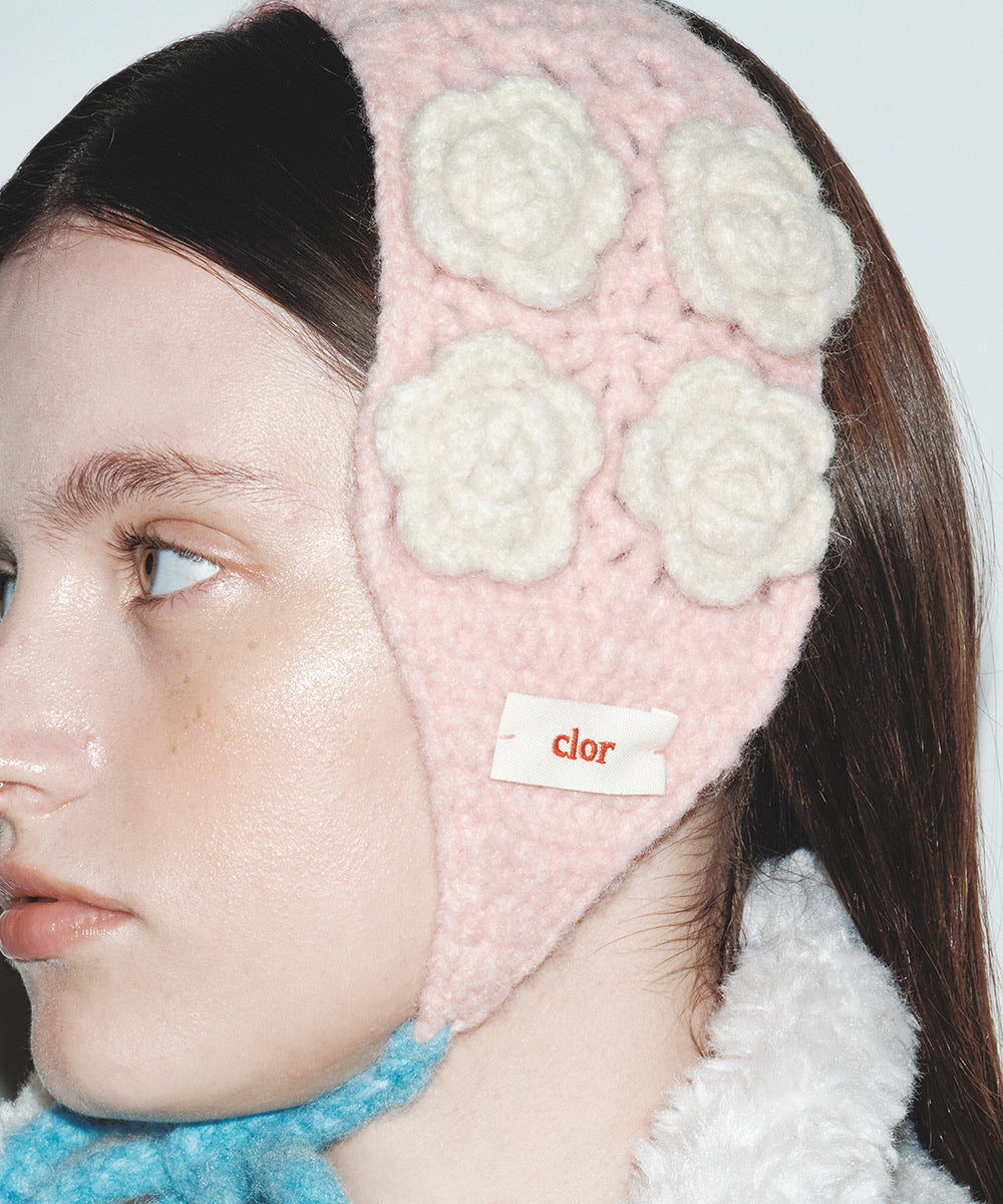 ที่ปิดหูกันหนาว HANDMADE FLOWER CROCHET EARMUFF - PINK