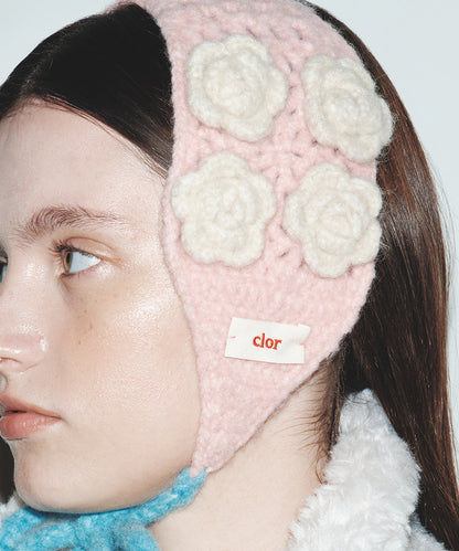 ที่ปิดหูกันหนาว HANDMADE FLOWER CROCHET EARMUFF - PINK