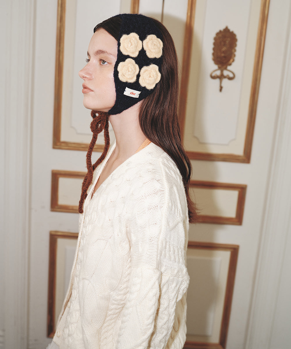 ที่ปิดหูกันหนาว HANDMADE FLOWER CROCHET EARMUFF - NAVY