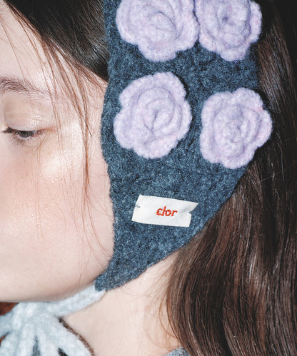 ที่ปิดหูกันหนาว HANDMADE FLOWER CROCHET EARMUFF - DARK GREY