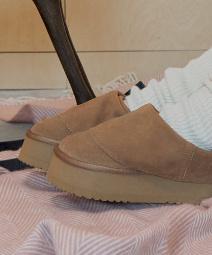 รองเท้าเปิดส้น MAXI FOLDED MULE - CHESTNUT