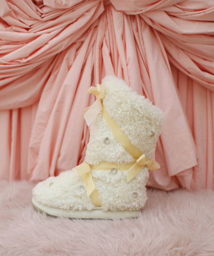 รองเท้าบูทกันหนาว X SUSAN FANG FURRY MIDDLE BOOTS - CREAM