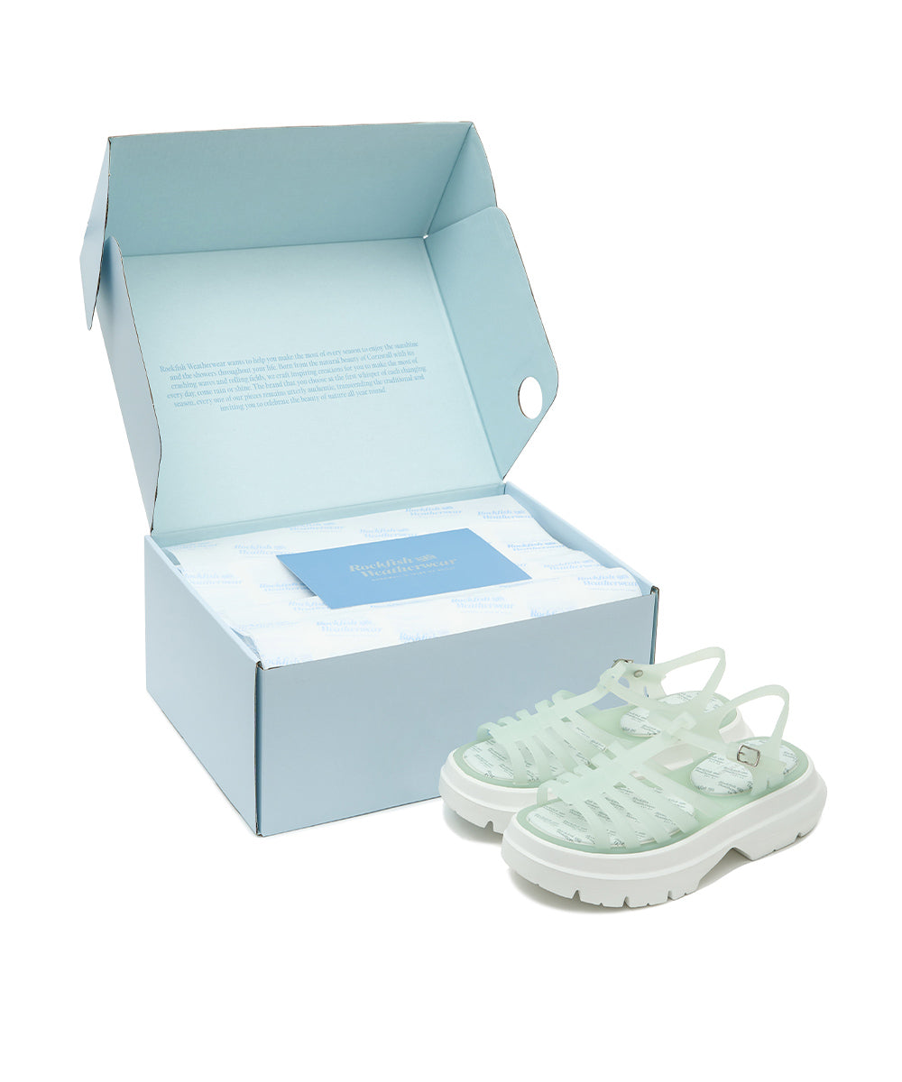 รองเท้าเจลลี่ GLAIR FLATFORM STRAPPY SANDALS - MATT MINT