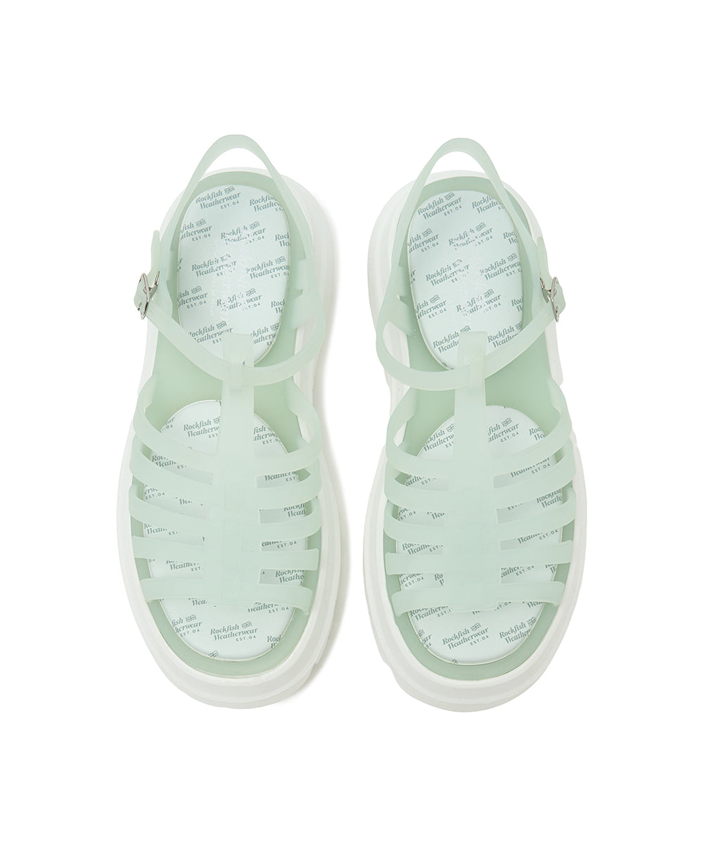 รองเท้าเจลลี่ GLAIR FLATFORM STRAPPY SANDALS - MATT MINT