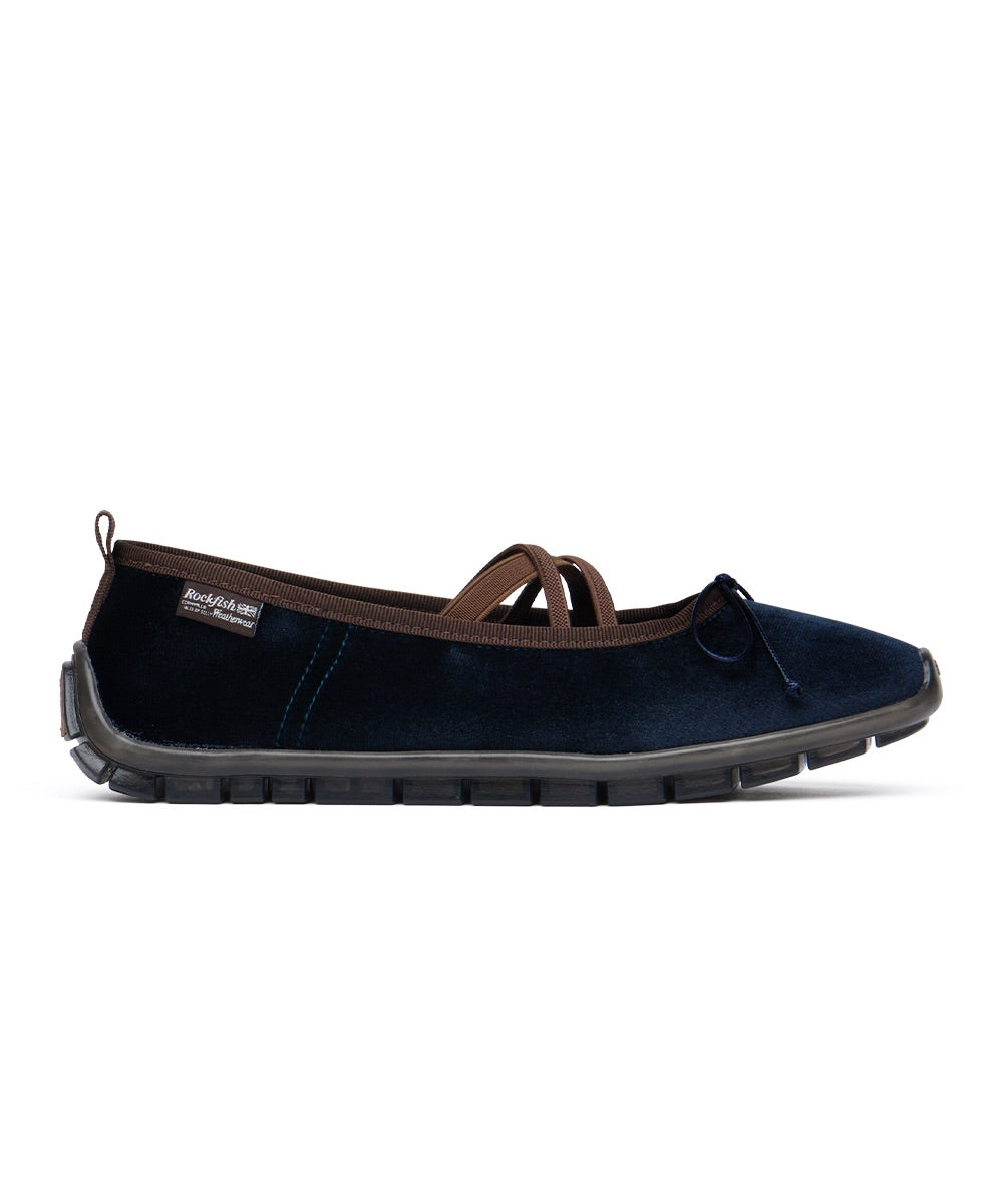 รองเท้าแมรี่เจน BELLA CROSS BANDING FLATS(PEBBLE SOLE) - NAVY