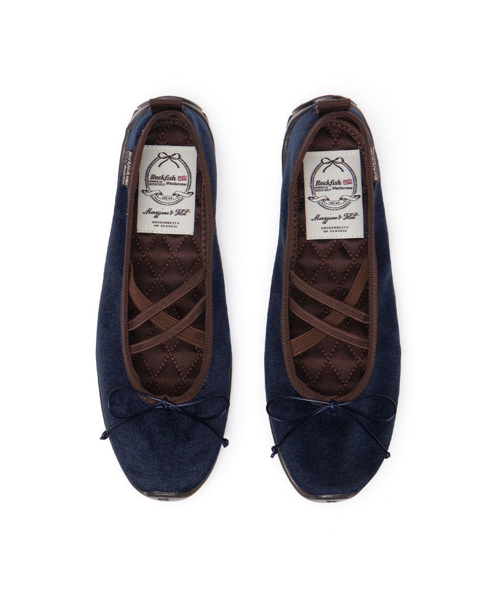 รองเท้าแมรี่เจน BELLA CROSS BANDING FLATS(PEBBLE SOLE) - NAVY