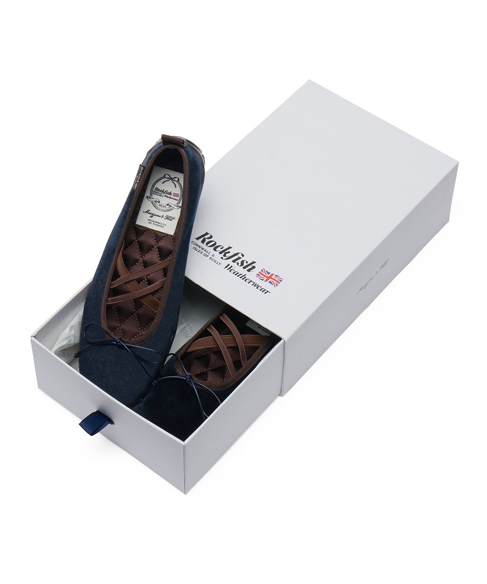 รองเท้าแมรี่เจน BELLA CROSS BANDING FLATS(PEBBLE SOLE) - NAVY