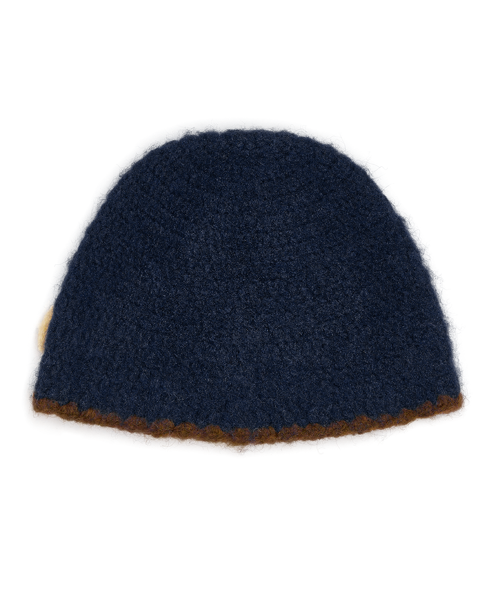 หมวกบีนนี่ HANDMADE FLOWER CROCHET HAT - NAVY