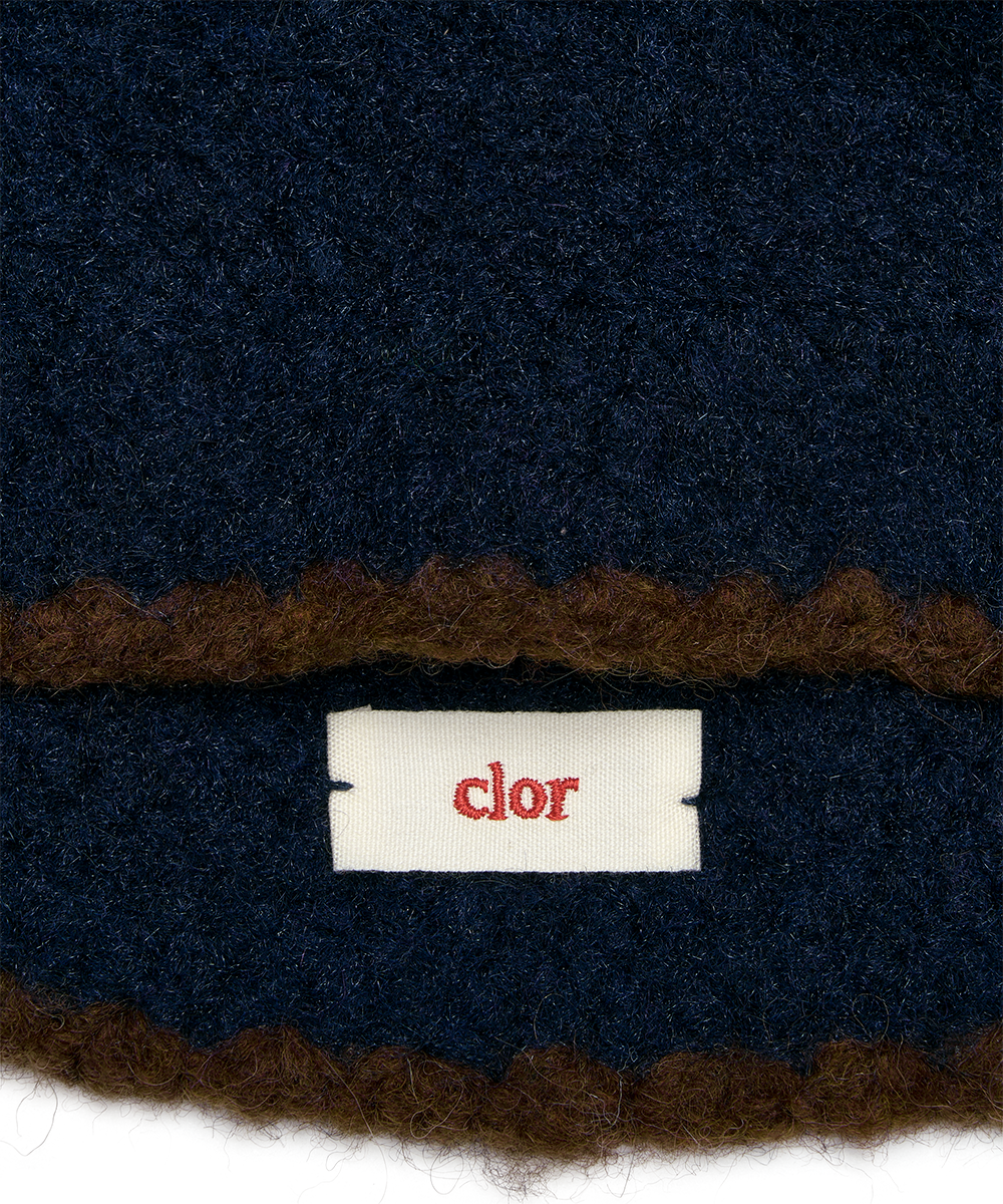 หมวกบีนนี่ HANDMADE FLOWER CROCHET HAT - NAVY