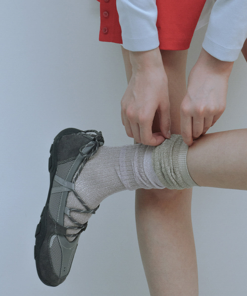 รองเท้าผ้าใบ NICOLE WEAVING LACEUP SNEAKERS - GREY