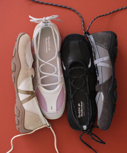 NICOLE WEAVING LACEUP SNEAKERS - BEIGE