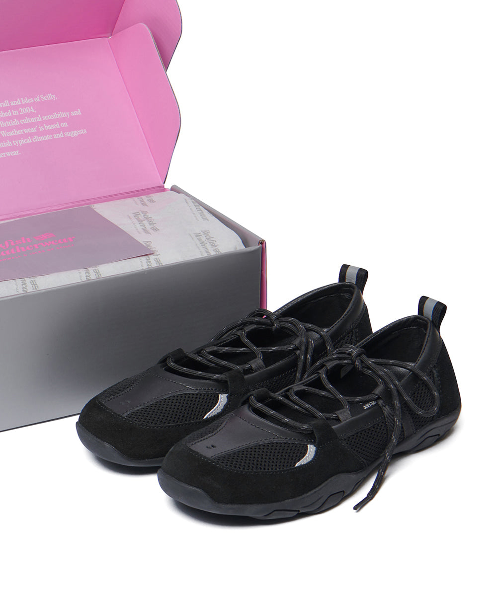 รองเท้าผ้าใบ NICOLE WEAVING LACEUP SNEAKERS - BLACK