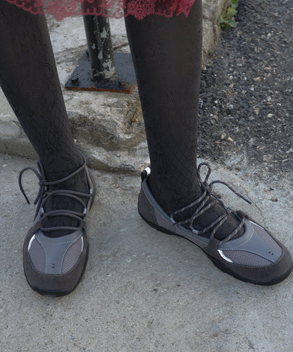 รองเท้าผ้าใบ NICOLE WEAVING LACEUP SNEAKERS - GREY