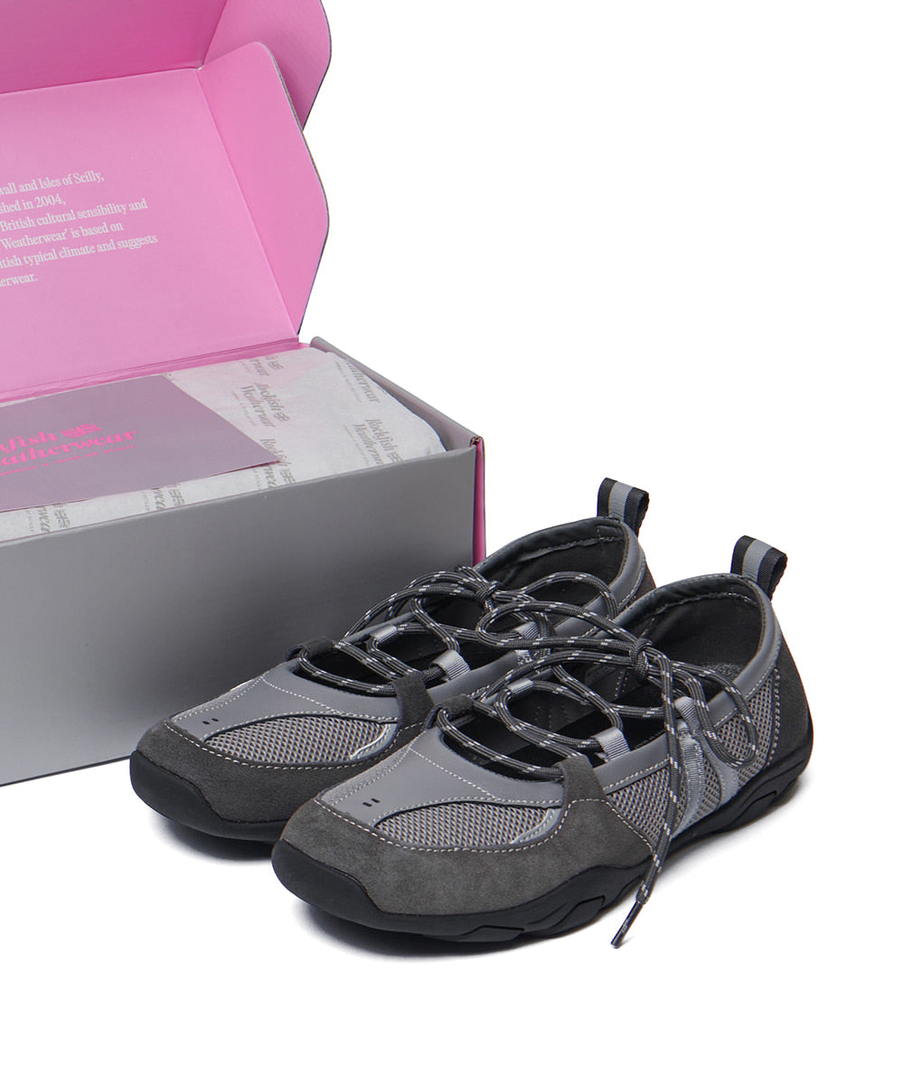รองเท้าผ้าใบ NICOLE WEAVING LACEUP SNEAKERS - GREY