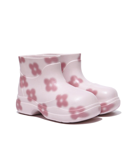 X MINJUKIM FLORAL SHADOW BOOTS SHORT - PINK BEIGE