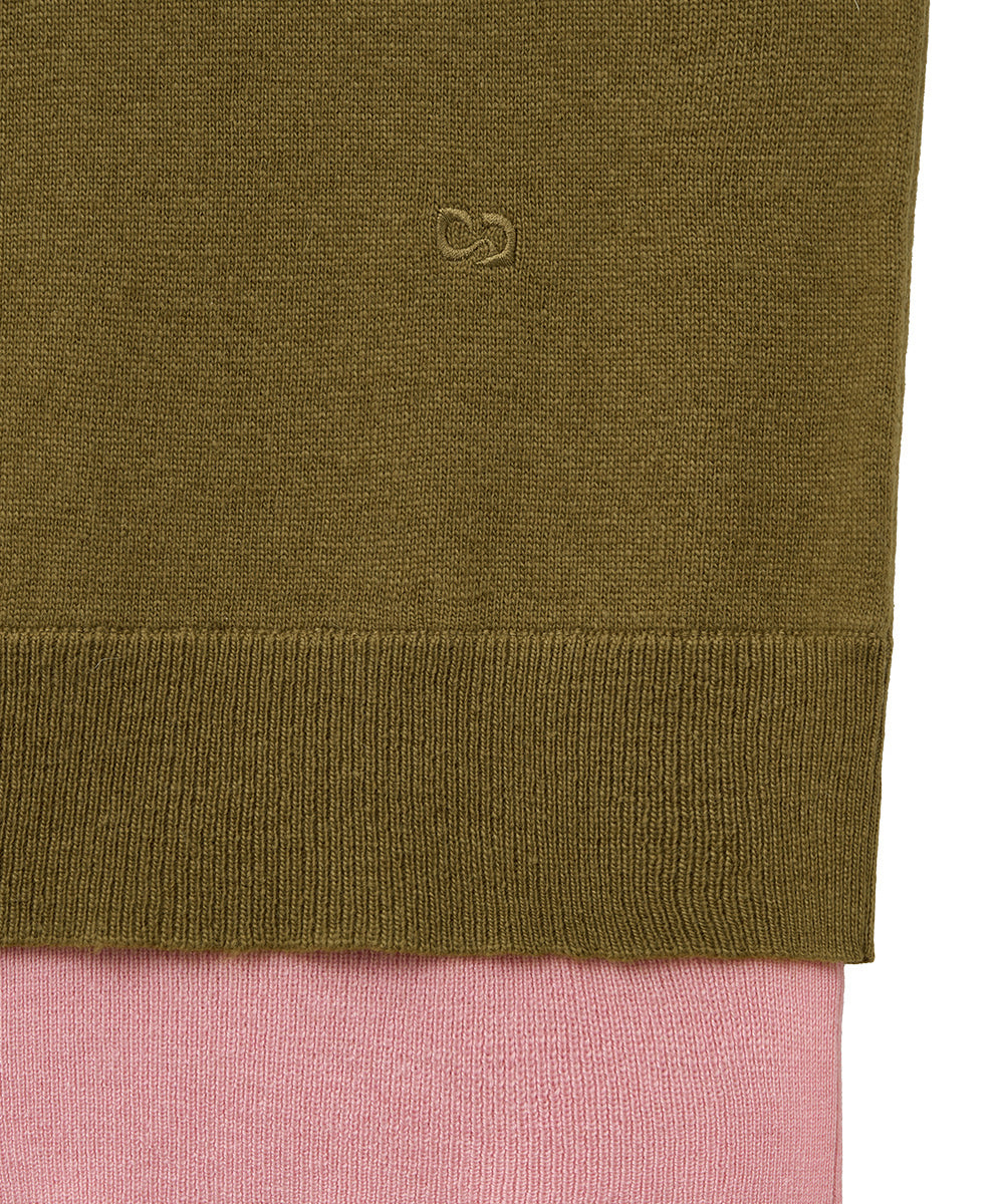 เสื้อสเวตเตอร์ LAYERED PULLOVER - OLIVE/PINK