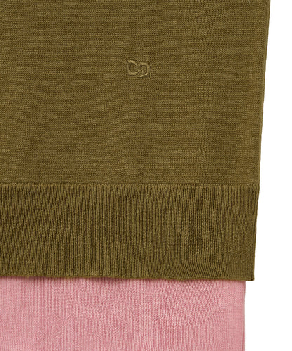 เสื้อสเวตเตอร์ LAYERED PULLOVER - OLIVE/PINK