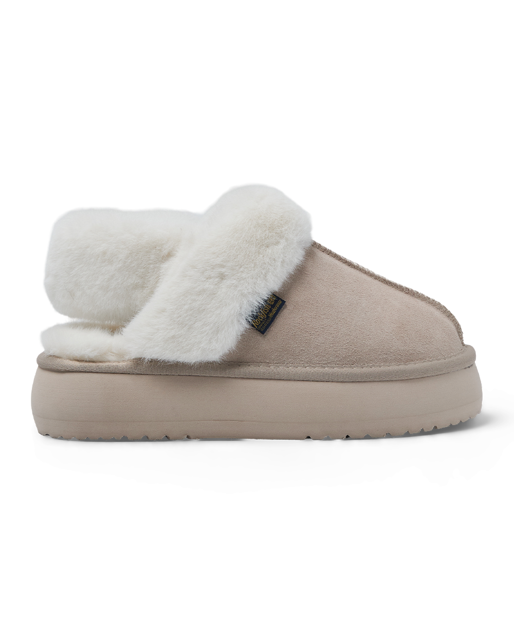 รองเท้าเปิดส้น CLOUDY FLATFORM FUR SLINGBACK - PINK