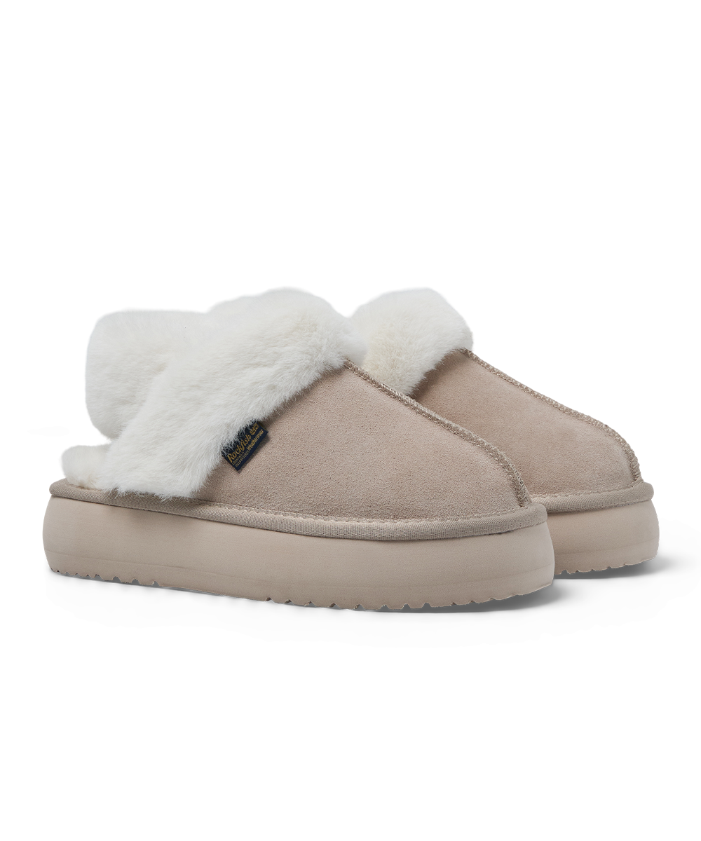 รองเท้าเปิดส้น CLOUDY FLATFORM FUR SLINGBACK - PINK