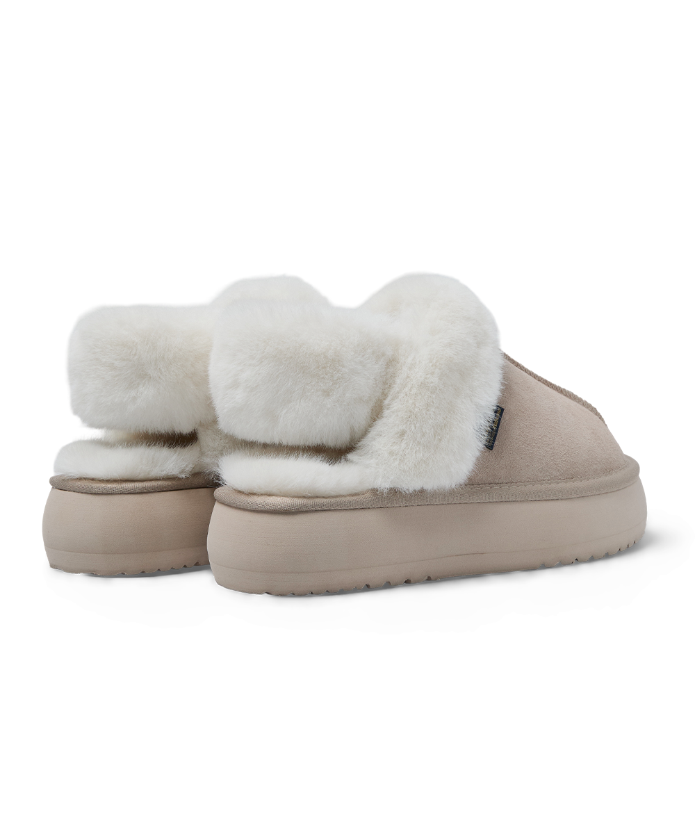 รองเท้าเปิดส้น CLOUDY FLATFORM FUR SLINGBACK - PINK