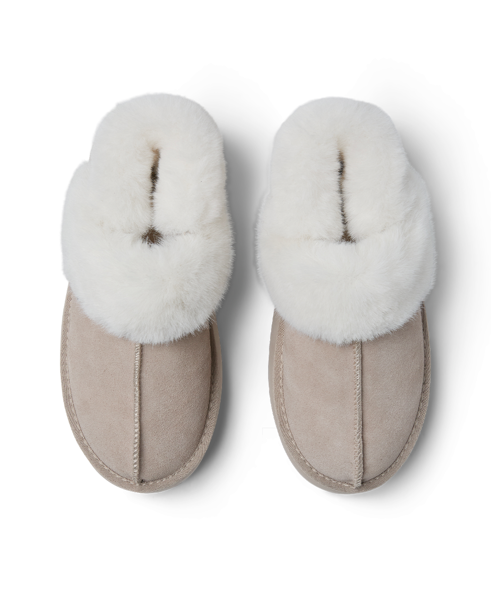 รองเท้าเปิดส้น CLOUDY FLATFORM FUR SLINGBACK - PINK