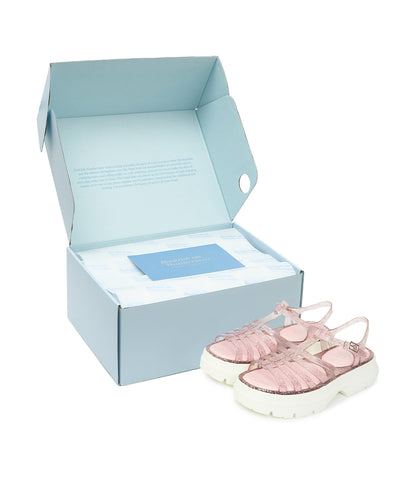 รองเท้าเจลลี่ GLAIR FLATFORM STRAPPY SANDALS - PINK GLITTER