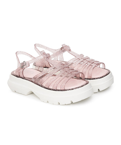 รองเท้าเจลลี่ GLAIR FLATFORM STRAPPY SANDALS - PINK GLITTER