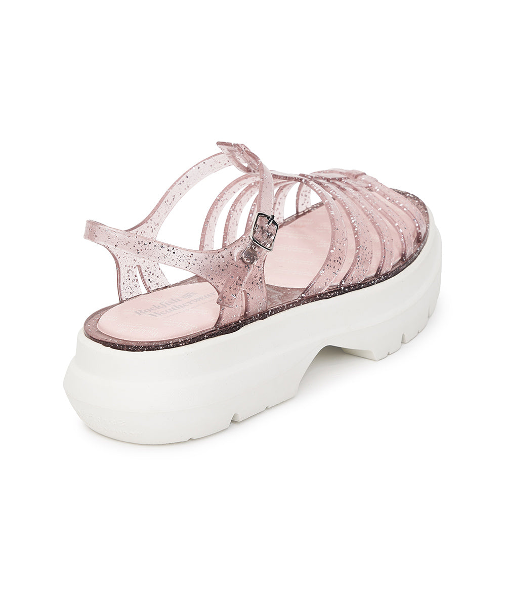 รองเท้าเจลลี่ GLAIR FLATFORM STRAPPY SANDALS - PINK GLITTER