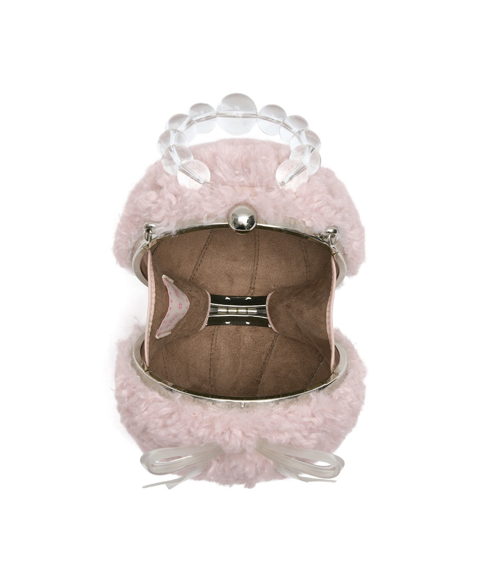 X SUSAN FANG FURRY BUBBLE BOW BAG - PINK